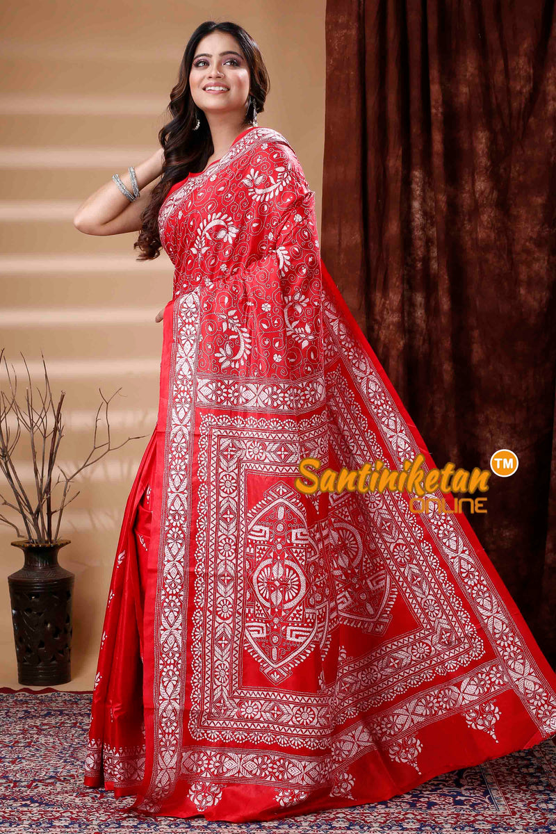 Pure Bangalore Silk Kantha Stitch Saree SN202310318