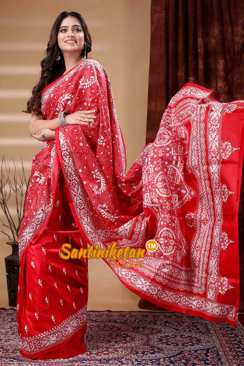 Pure Bangalore Silk Kantha Stitch Saree SN202310318