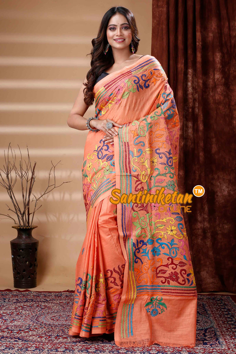 Slub Cotton Kantha Stitch (Hand Embroidery) Saree SN202310428