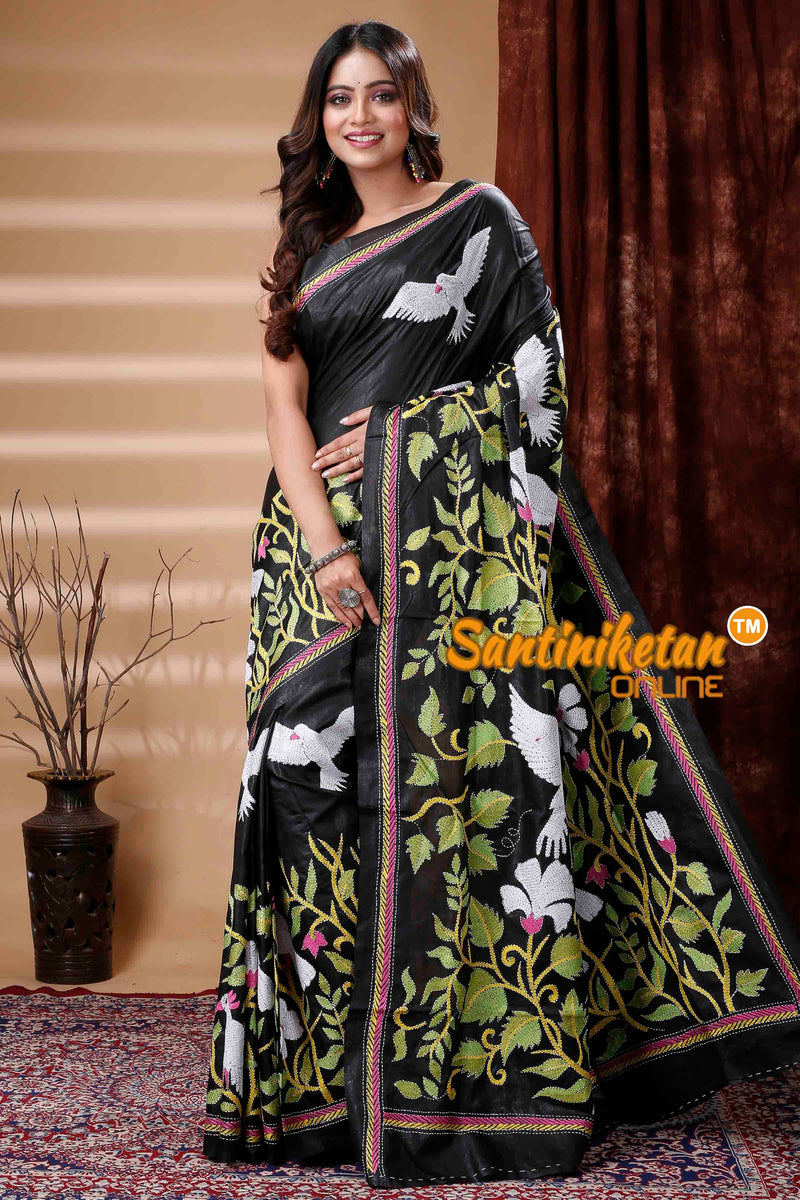 Pure Bangalore Silk Kantha Stitch Saree SN202310448