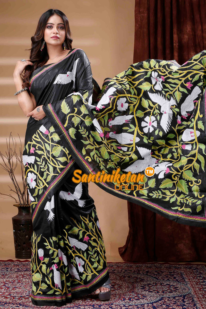 Pure Bangalore Silk Kantha Stitch Saree SN202310448