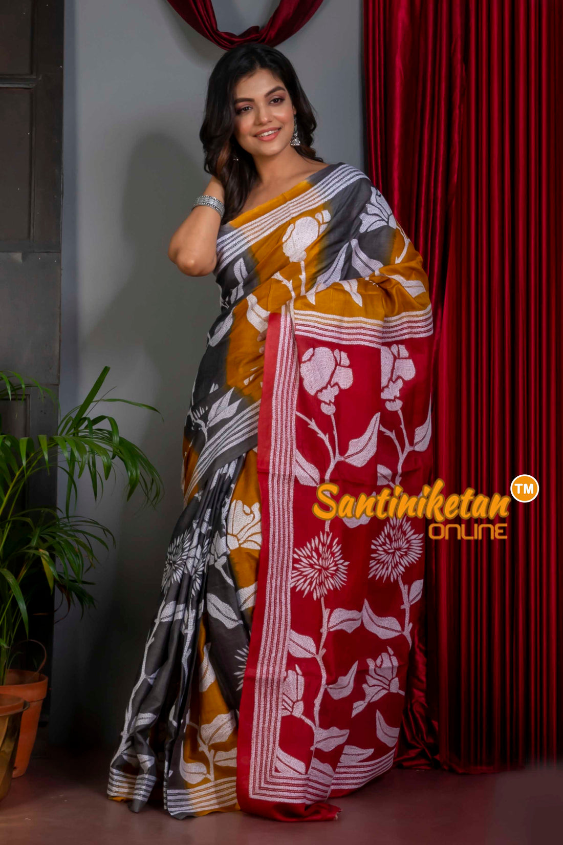 Gachi Tussar Silk Kantha Stitch Saree SN20220497
