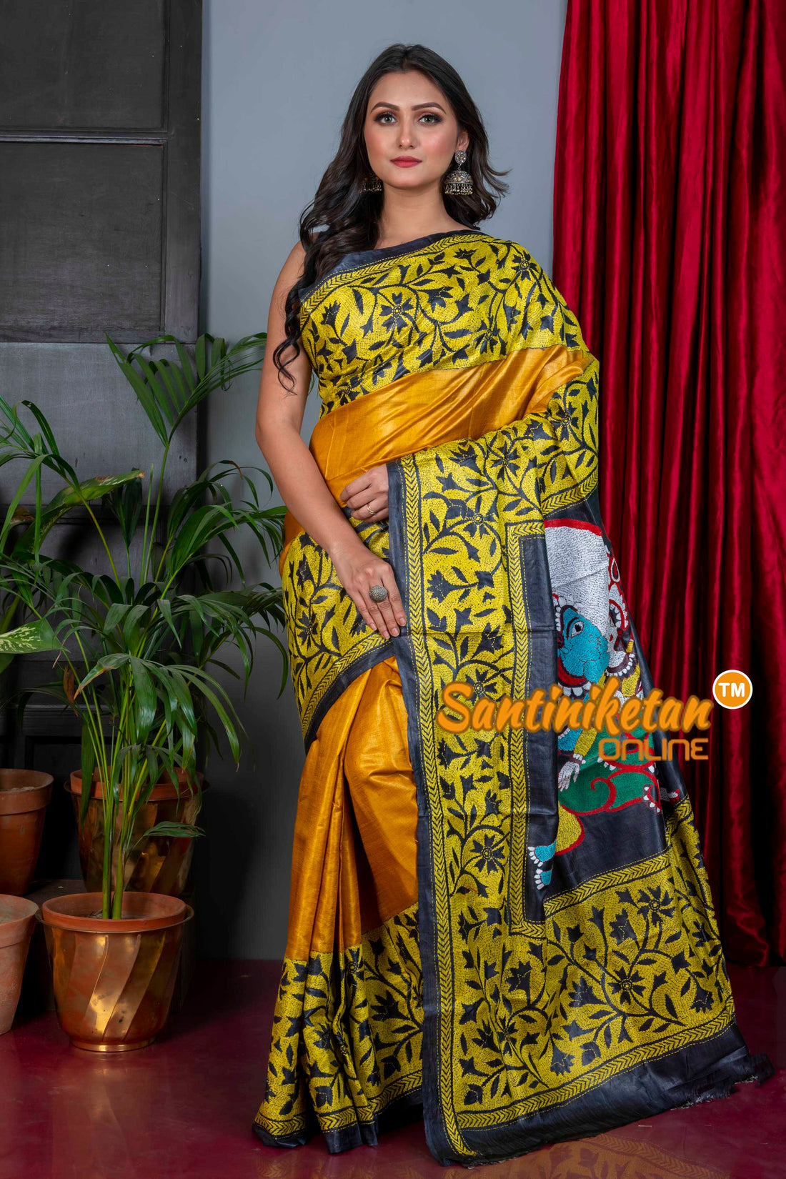 Dye Gachi Tussar Silk Kantha Stitch Saree SN20224241