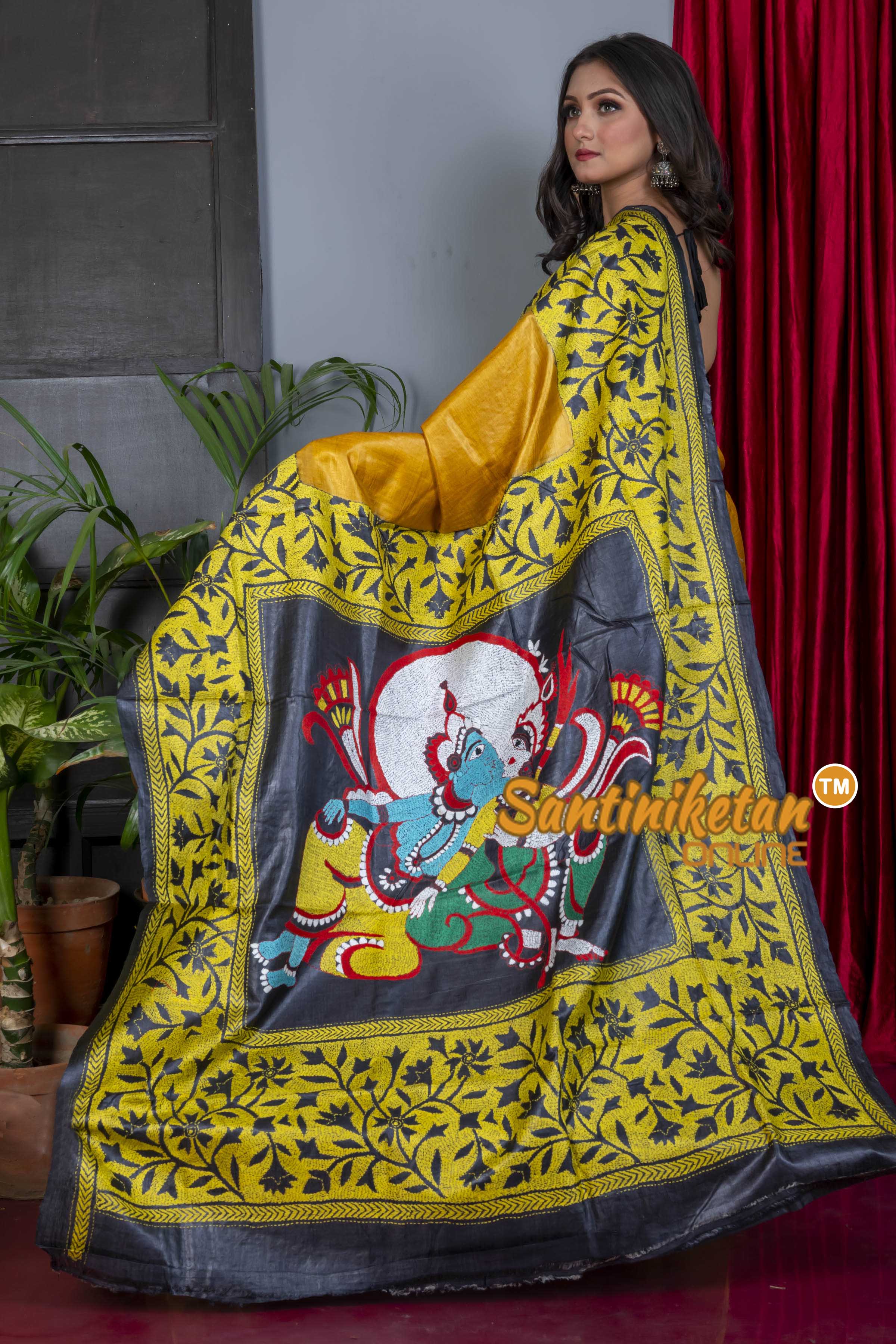 Dye Gachi Tussar Silk Kantha Stitch Saree SN20224241