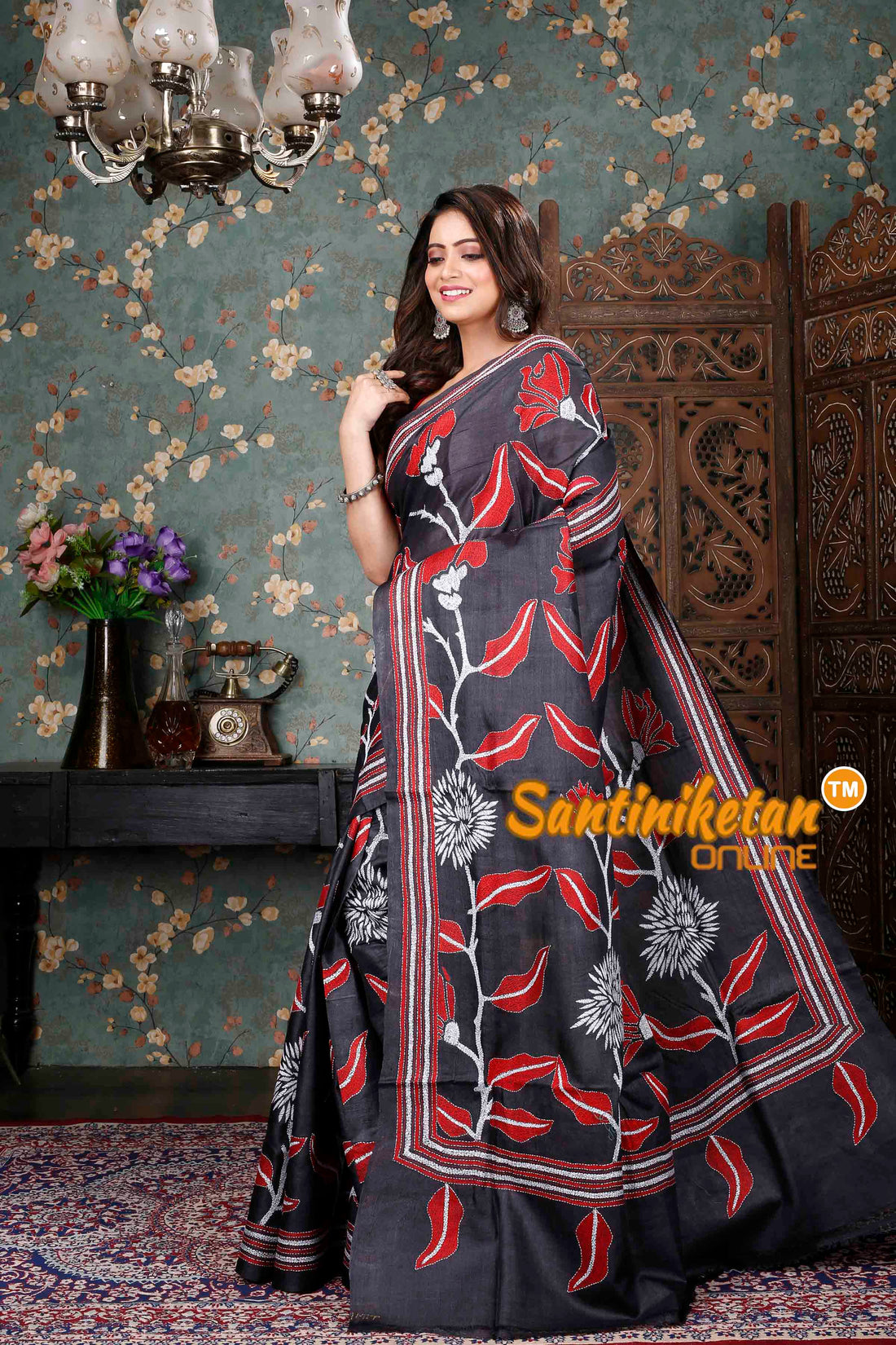Gachi Tussar Silk Kantha Stitch Saree SN20229183