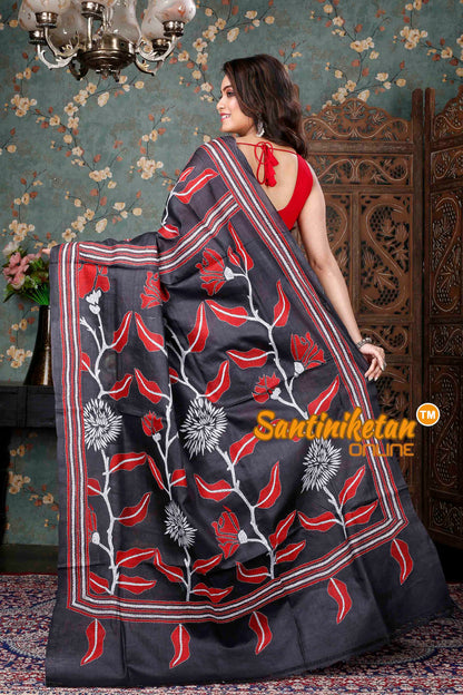 Gachi Tussar Silk Kantha Stitch Saree SN20229183