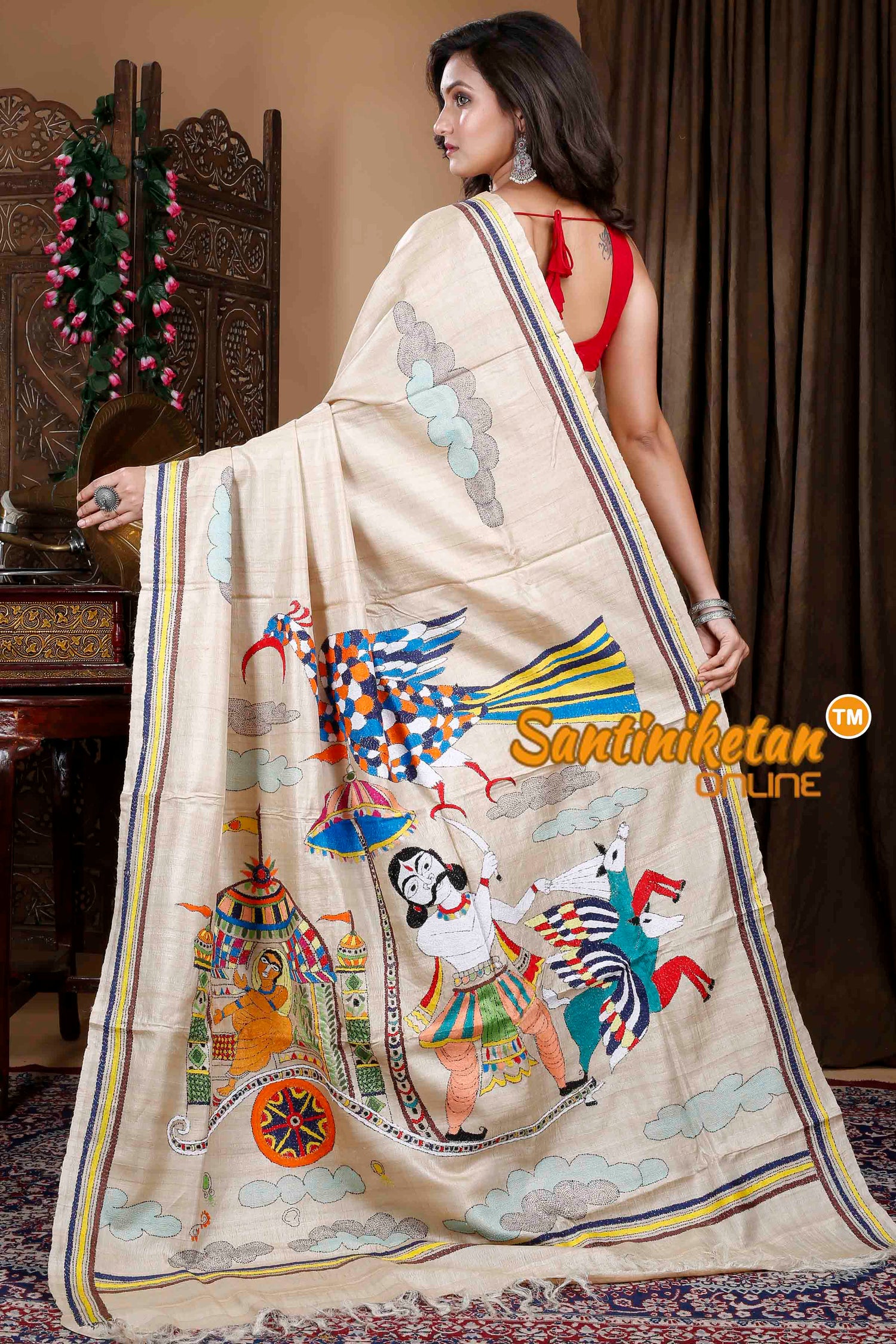 Gachi Tussar Silk Kantha Stitch Saree SN20239814