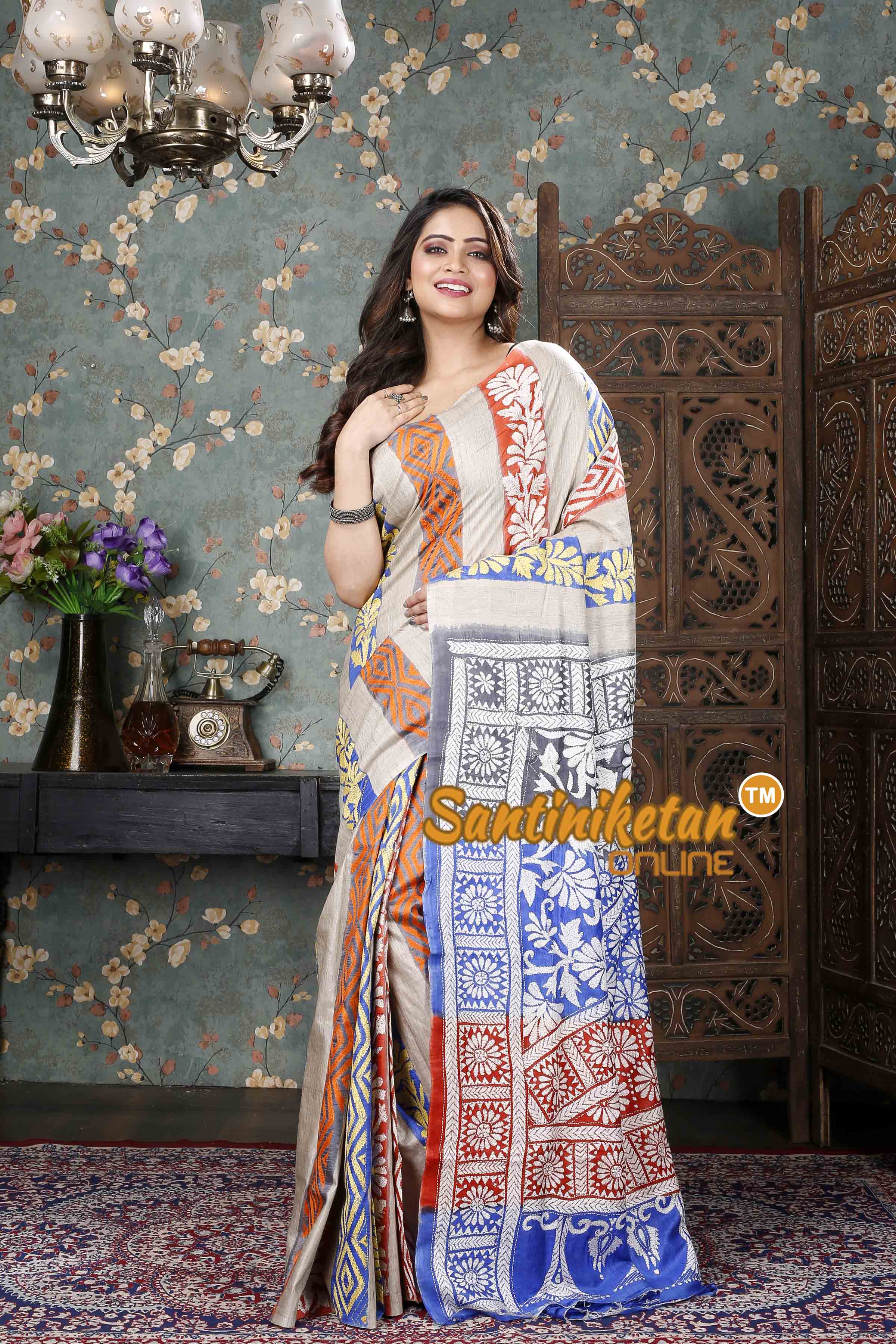 Ketiya Bishnupuri Silk Kantha Stitch Saree SN20239308