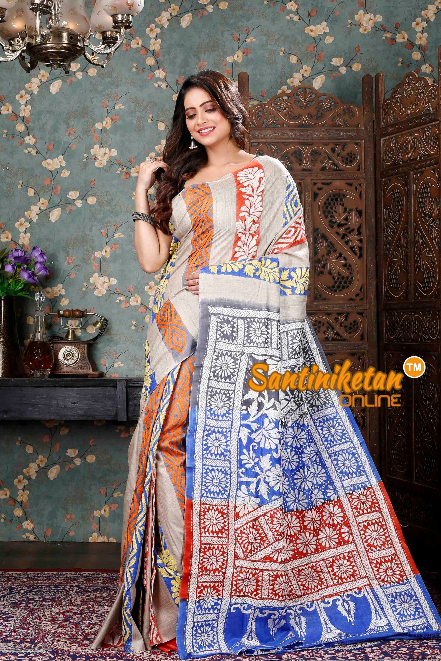 Ketiya Bishnupuri Silk Kantha Stitch Saree SN20239308