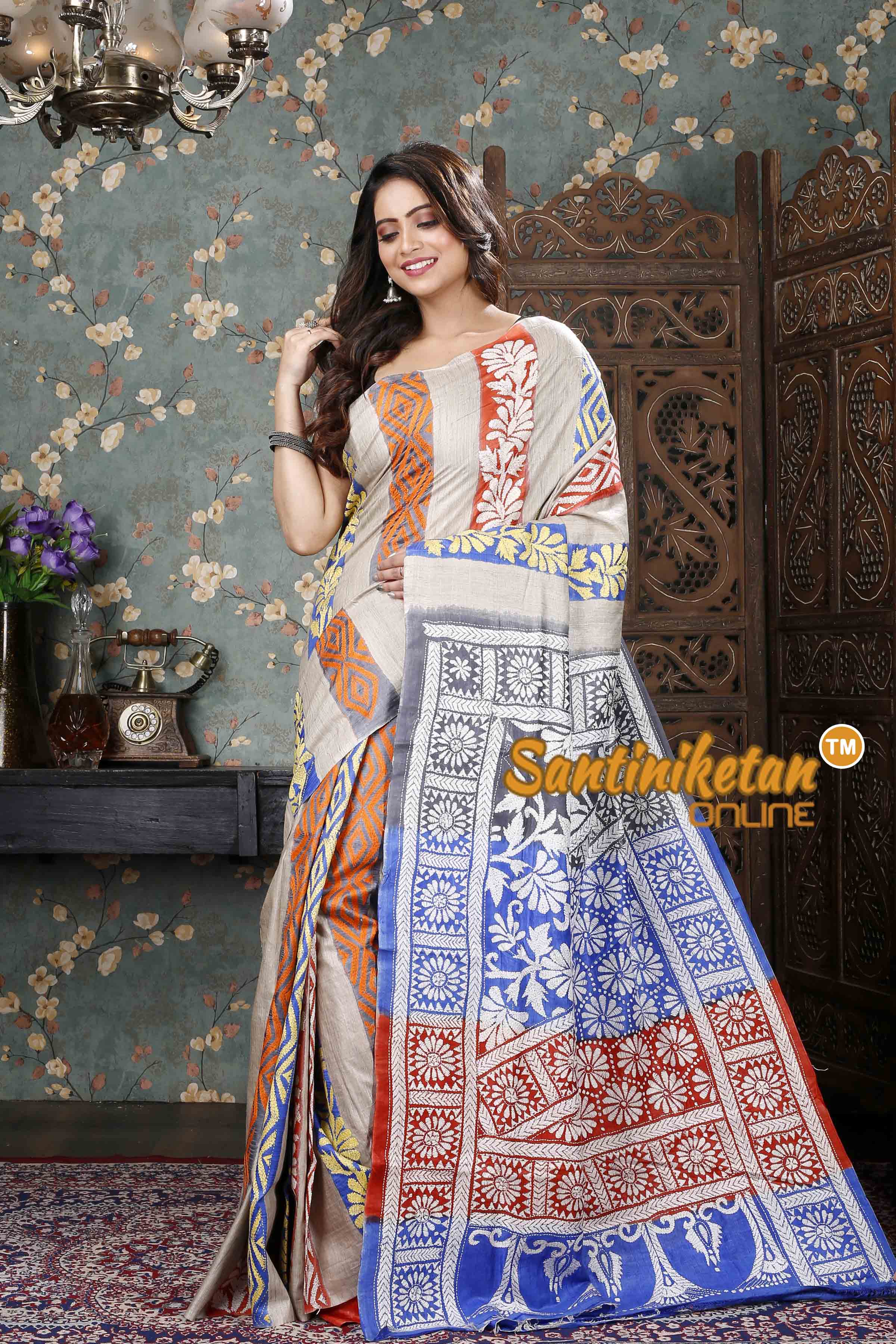 Ketiya Bishnupuri Silk Kantha Stitch Saree SN20239308