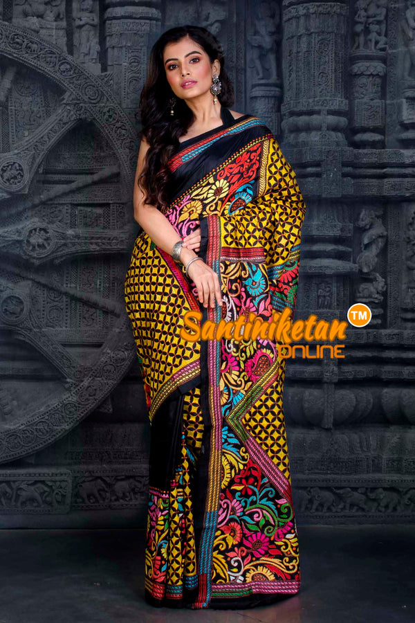 Pure Bangalore Silk Kantha Stitch Saree SN20202367