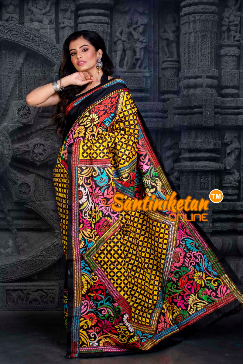 Pure Bangalore Silk Kantha Stitch Saree SN20202367