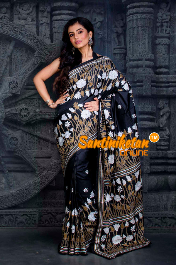 Pure Bangalore Silk Kantha Stitch Saree SN20202409