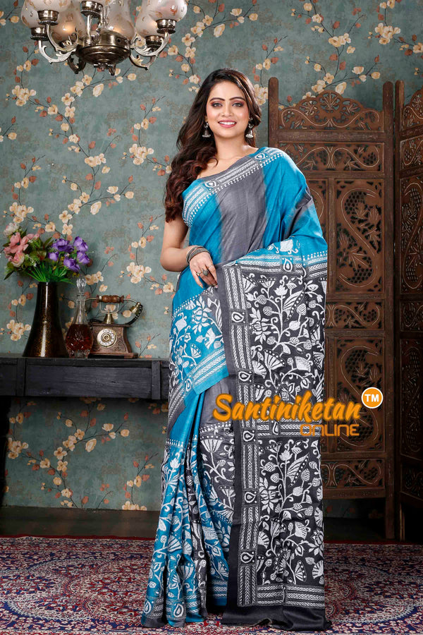 All Over Zari Tussar Silk Kantha Stitch Saree SN202310701