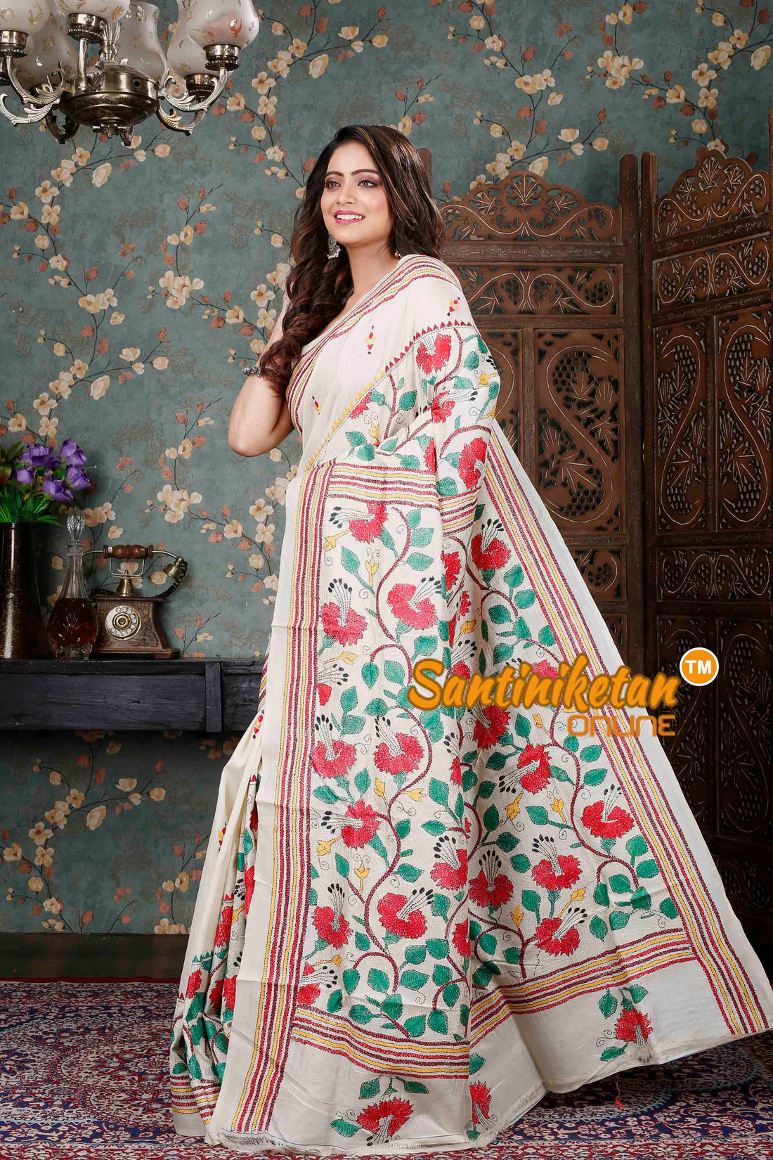 Semi Tussar Silk Kantha Stitch Saree SN20229156