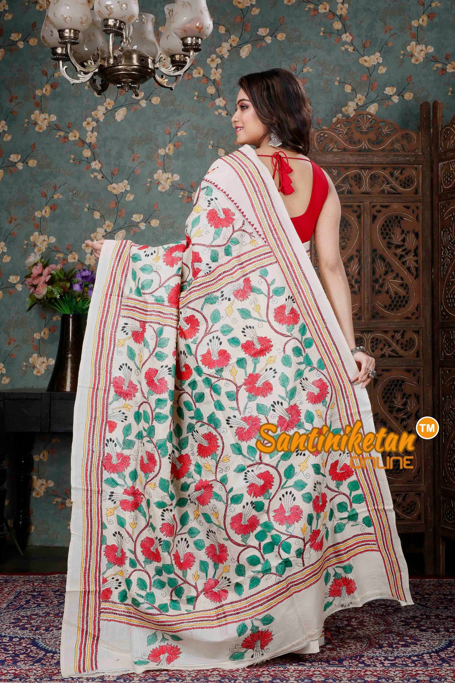Semi Tussar Silk Kantha Stitch Saree SN20229156